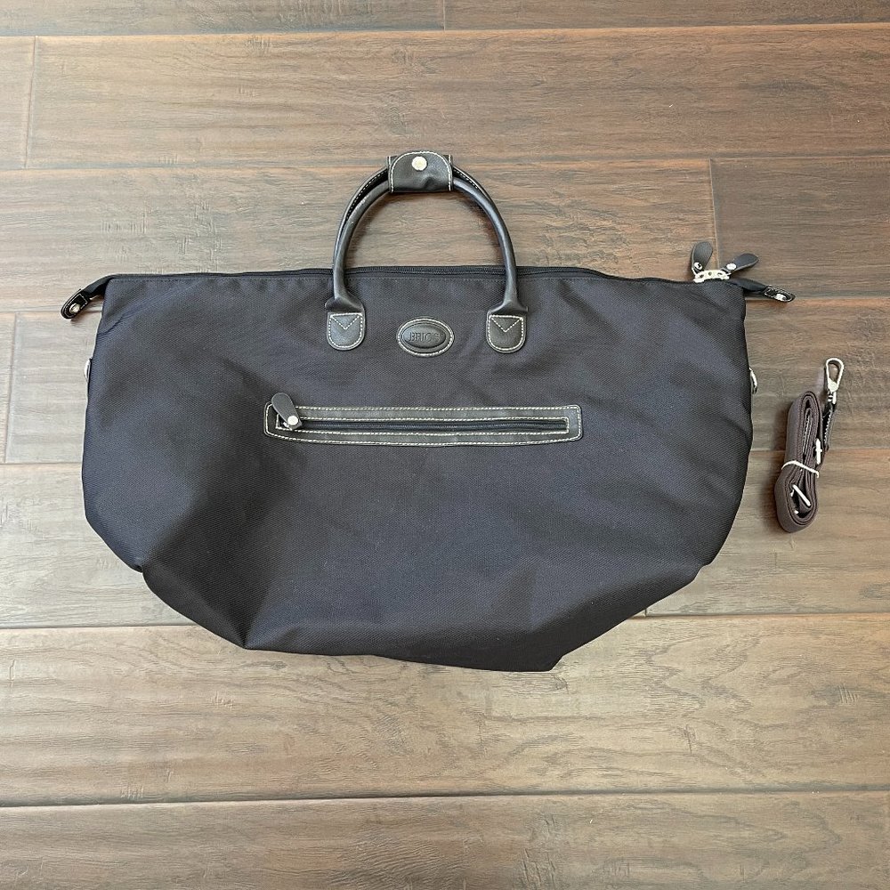 BRIC'S Italy, Black Canvas & Leather Pronto Holdall Duffle Bag 20"x12"x10"